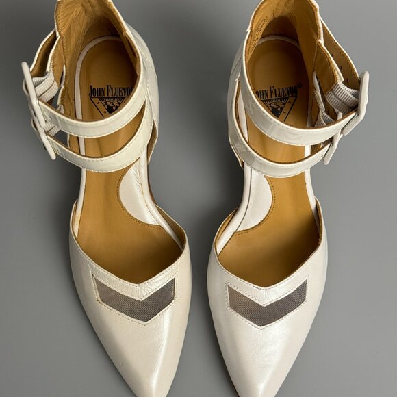 White Fluevog Modern Ankle strap heel - Picture 3 of 8